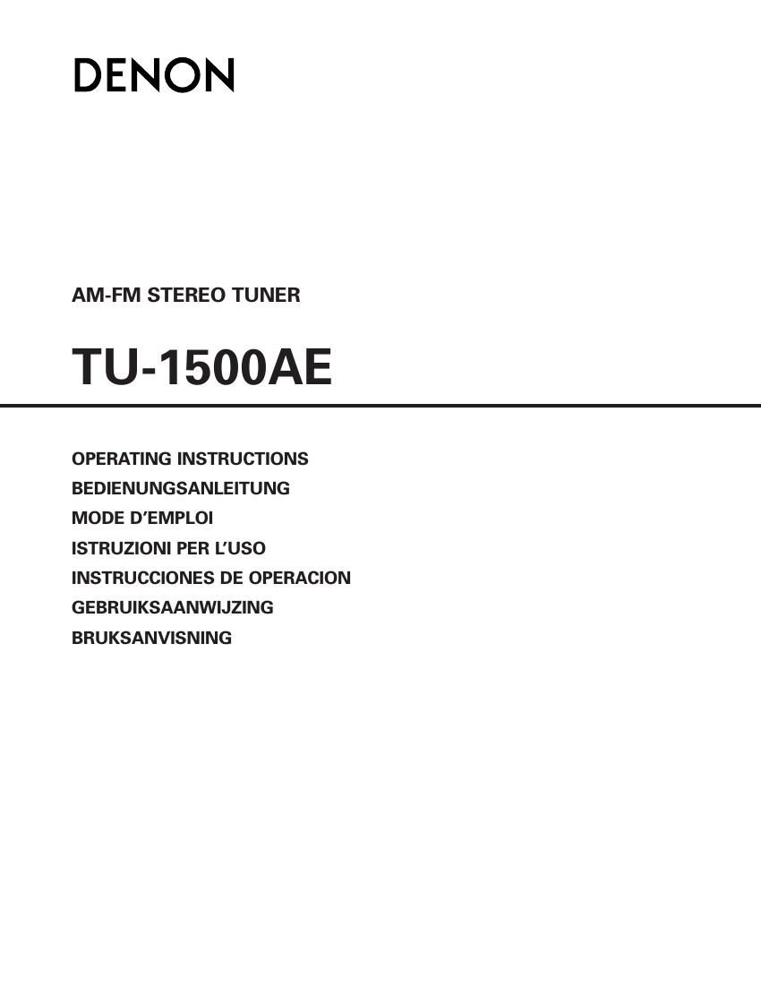 Denon TU 1500AE Owners Manual