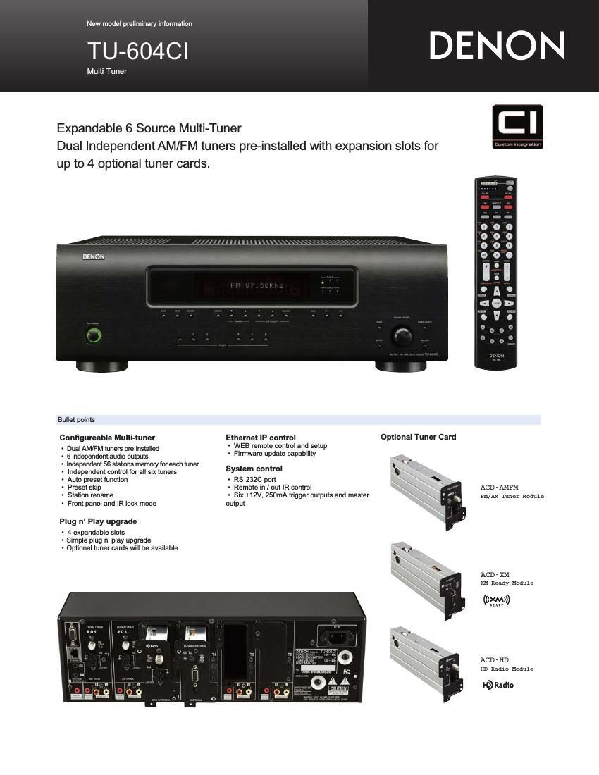 Denon TU 604CI Owners Manual