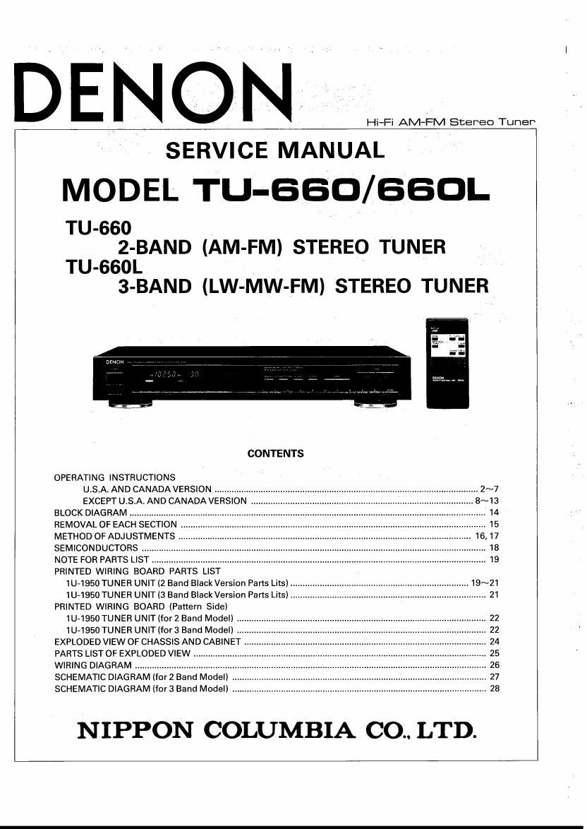 Denon TU 660 Service Manual