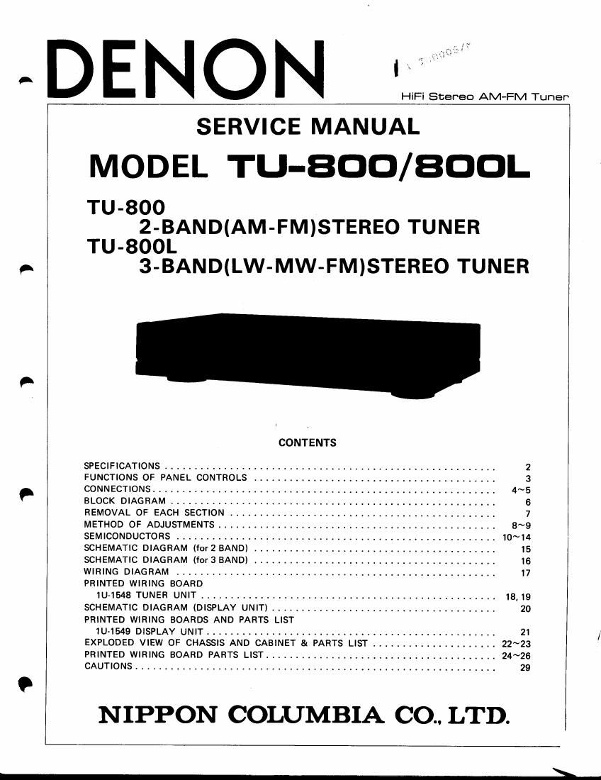 Denon TU 800 Service Manual