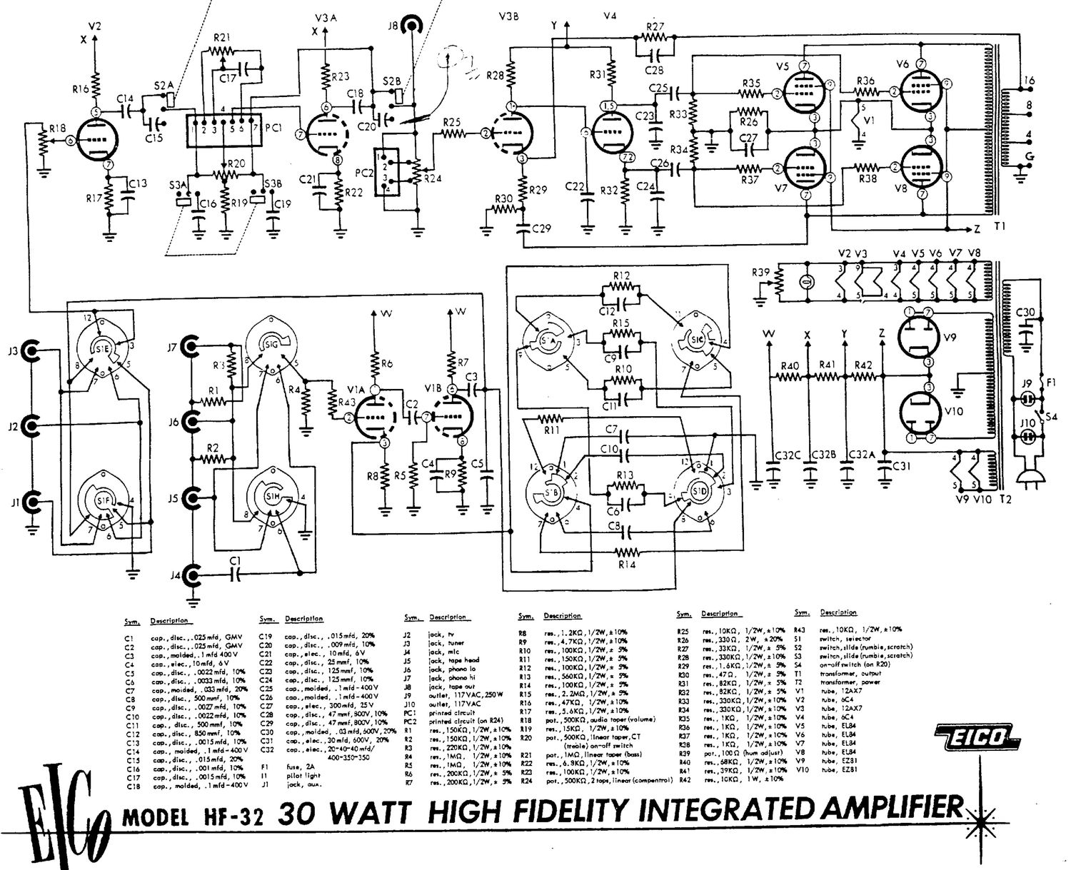 Eico HF 32 Schematic