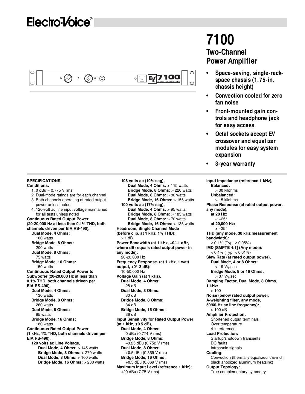 electro voice 7100 brochure