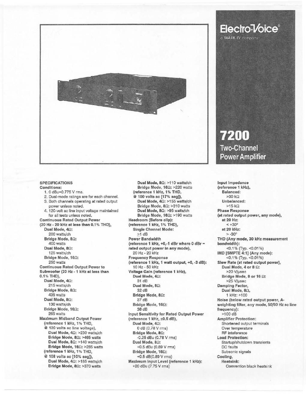 electro voice 7200 brochure