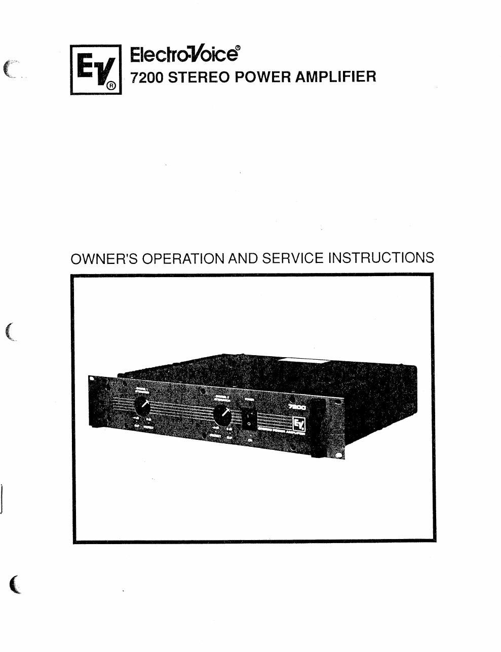 electro voice 7200 owners service manual