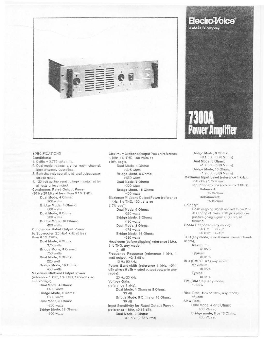 electro voice 7300 a brochure