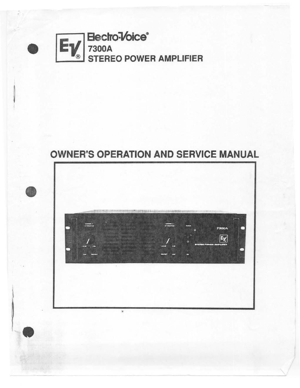 electro voice 7300 a owners service manual