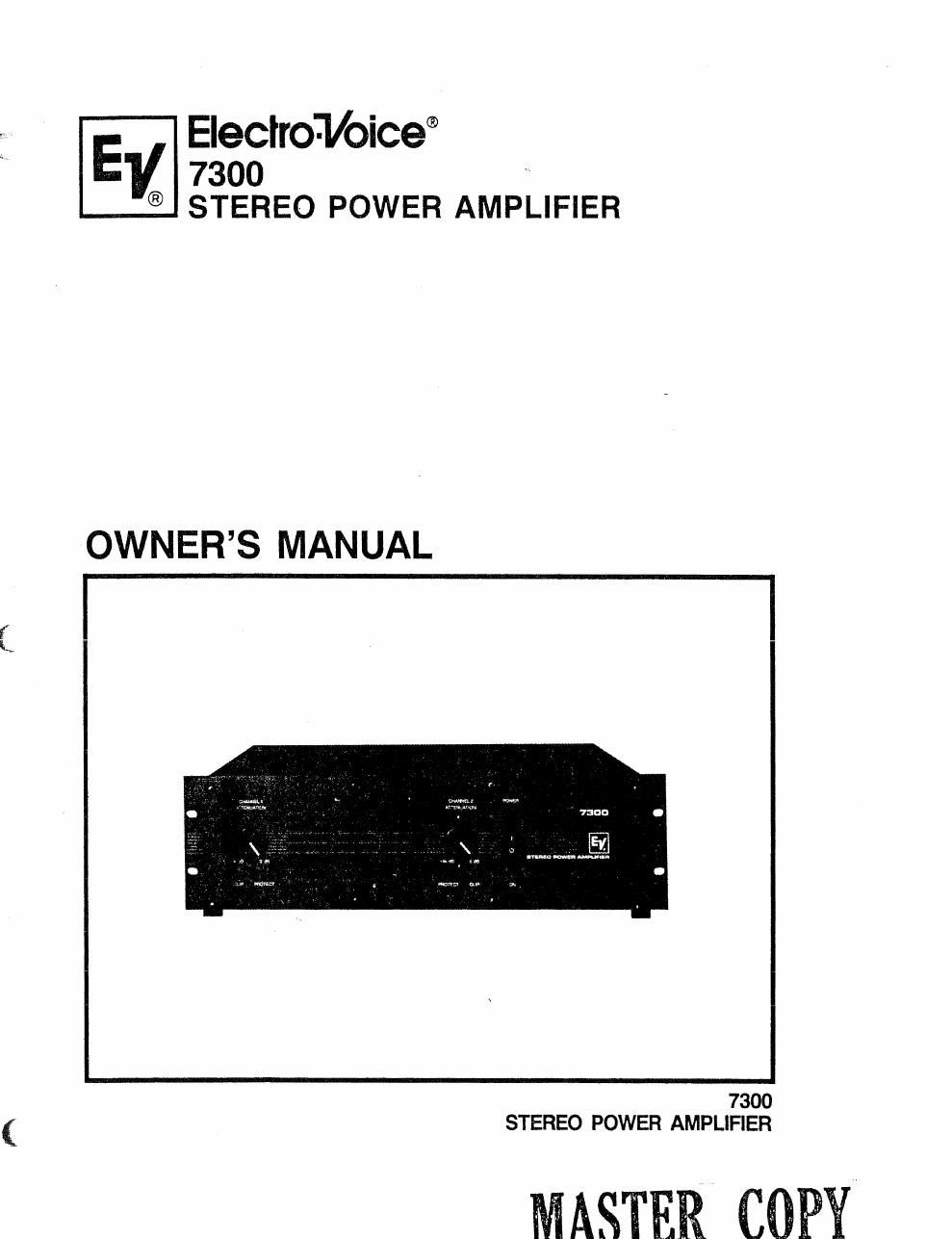 electro voice 7300 owners manual