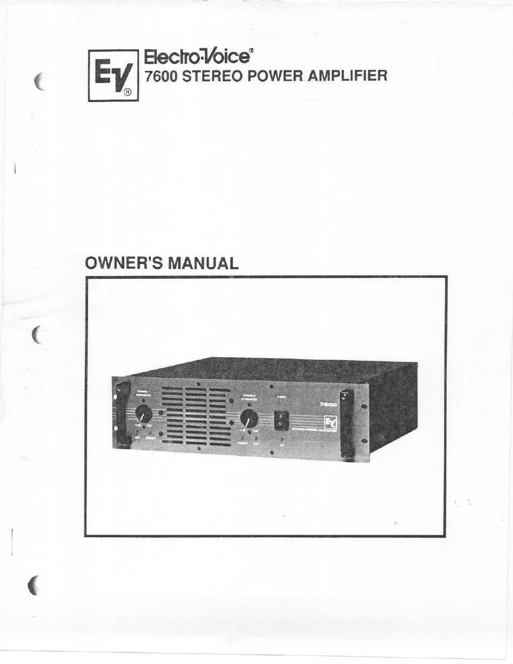 electro voice 7600 owners manual