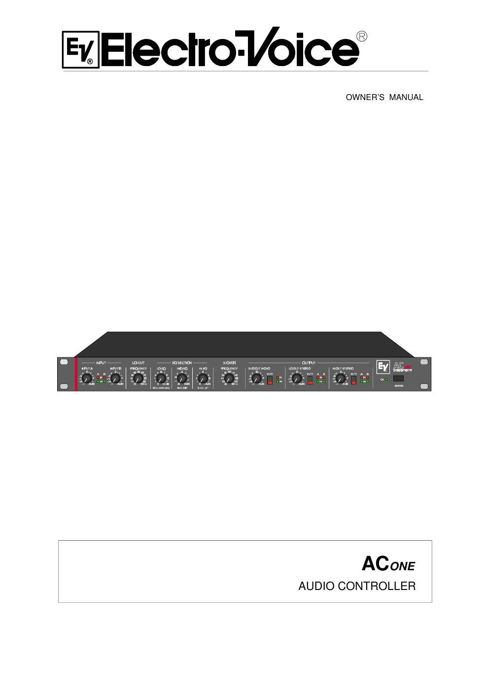 electro voice ac one owners manual