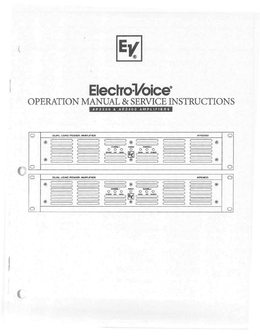 electro voice ap 2200 owners manual