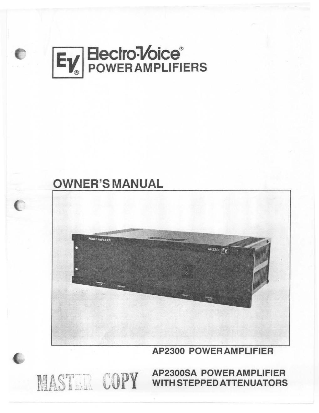 electro voice ap 2300 owners manual