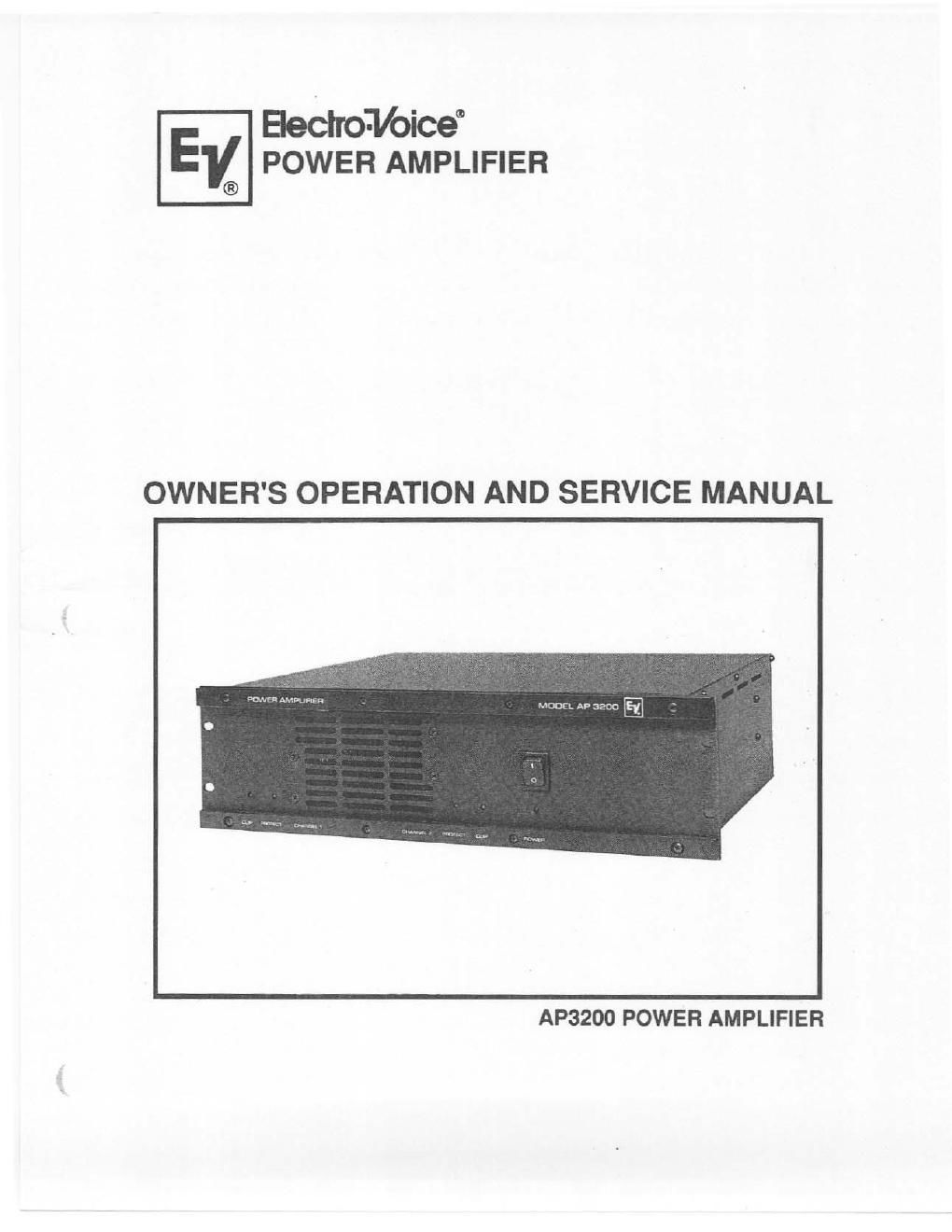 electro voice ap 3200 owners manual