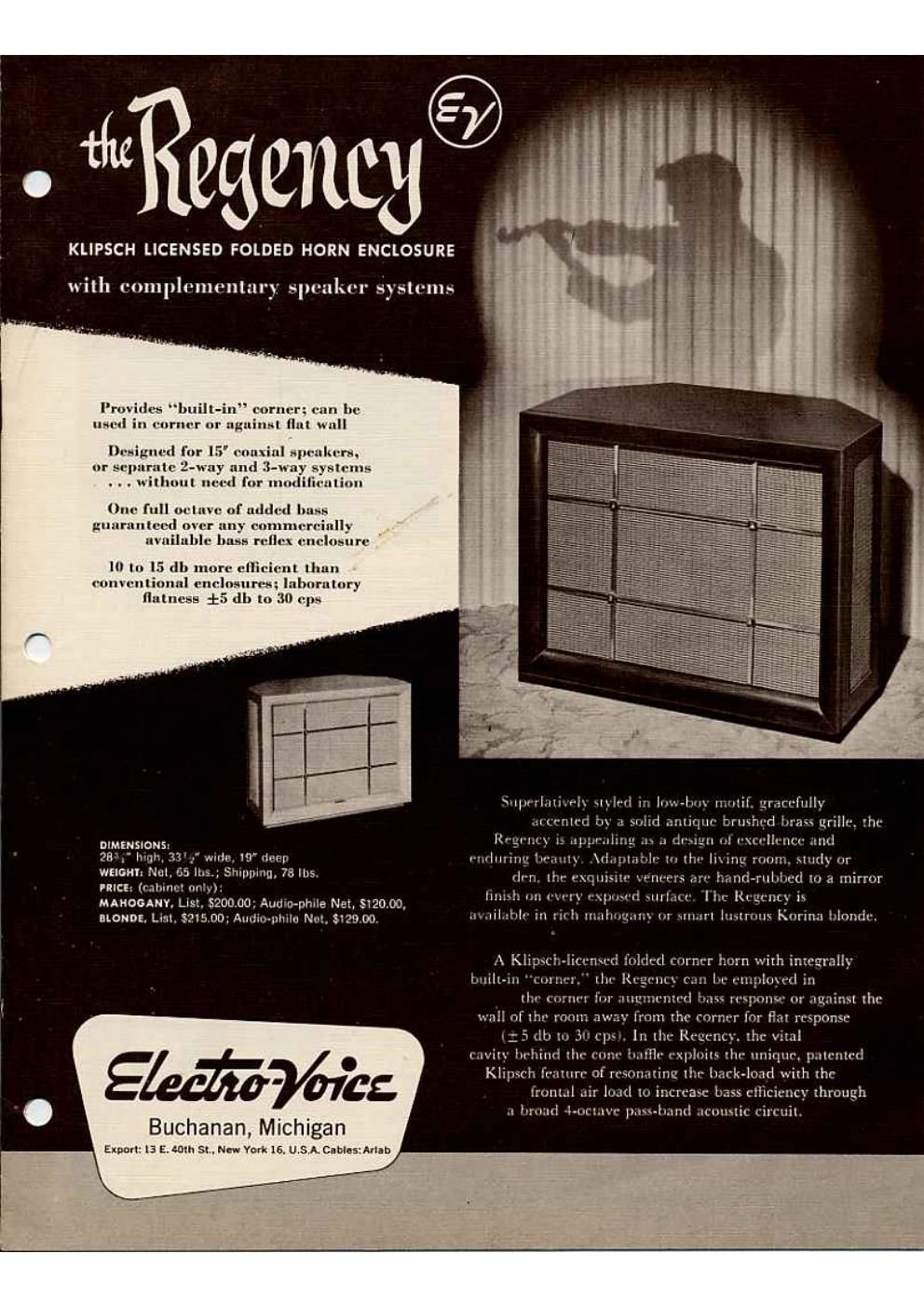 electro voice brochure regency brochure