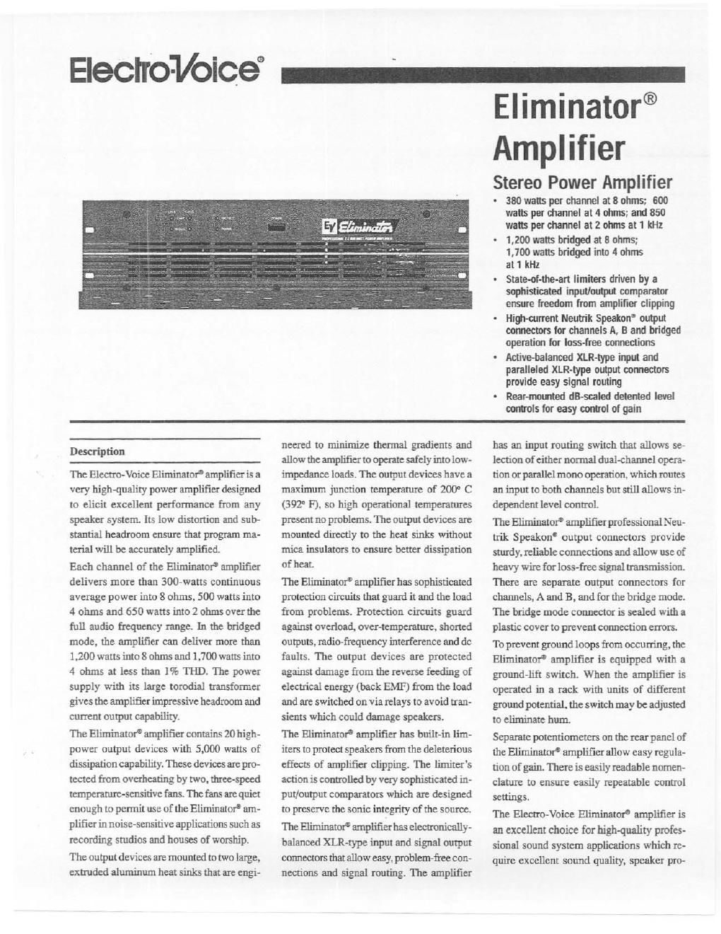 electro voice eliminator brochure