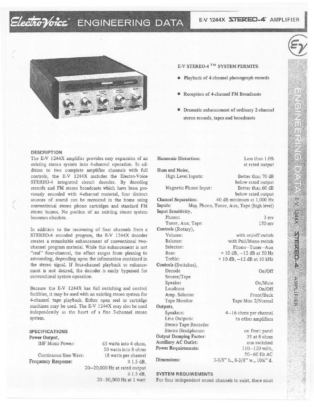 electro voice ev 1244 x brochure