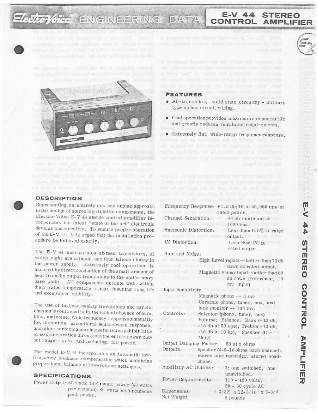 electro voice ev 44 brochure