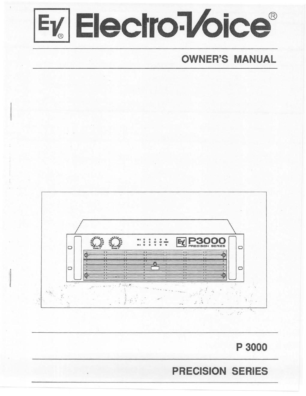 electro voice p 3000 owners manual