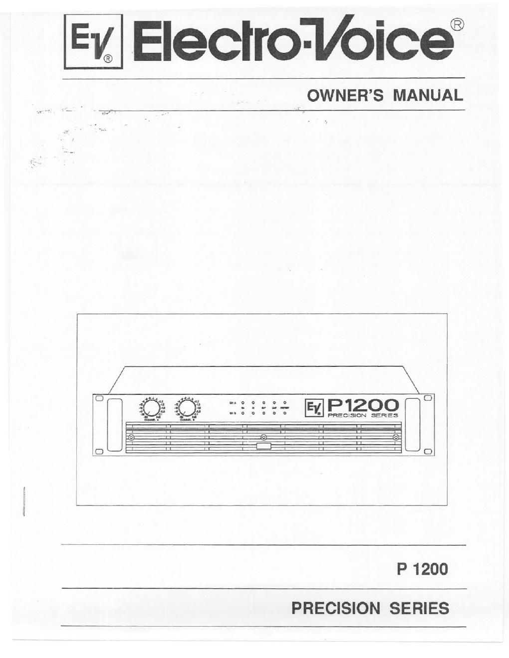 electro voice p1200 pwramp