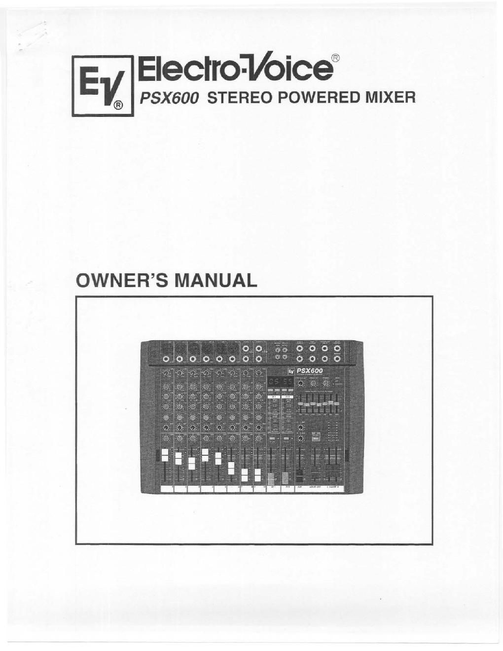 electro voice psx 600 owners manual