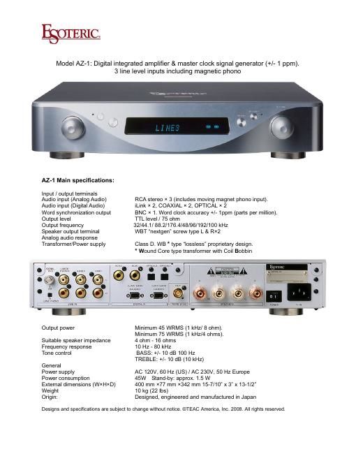 esoteric az 1 brochure