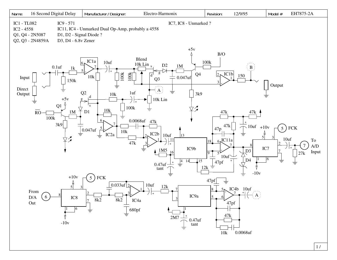 electro harmonix 16 second analog delay schematic