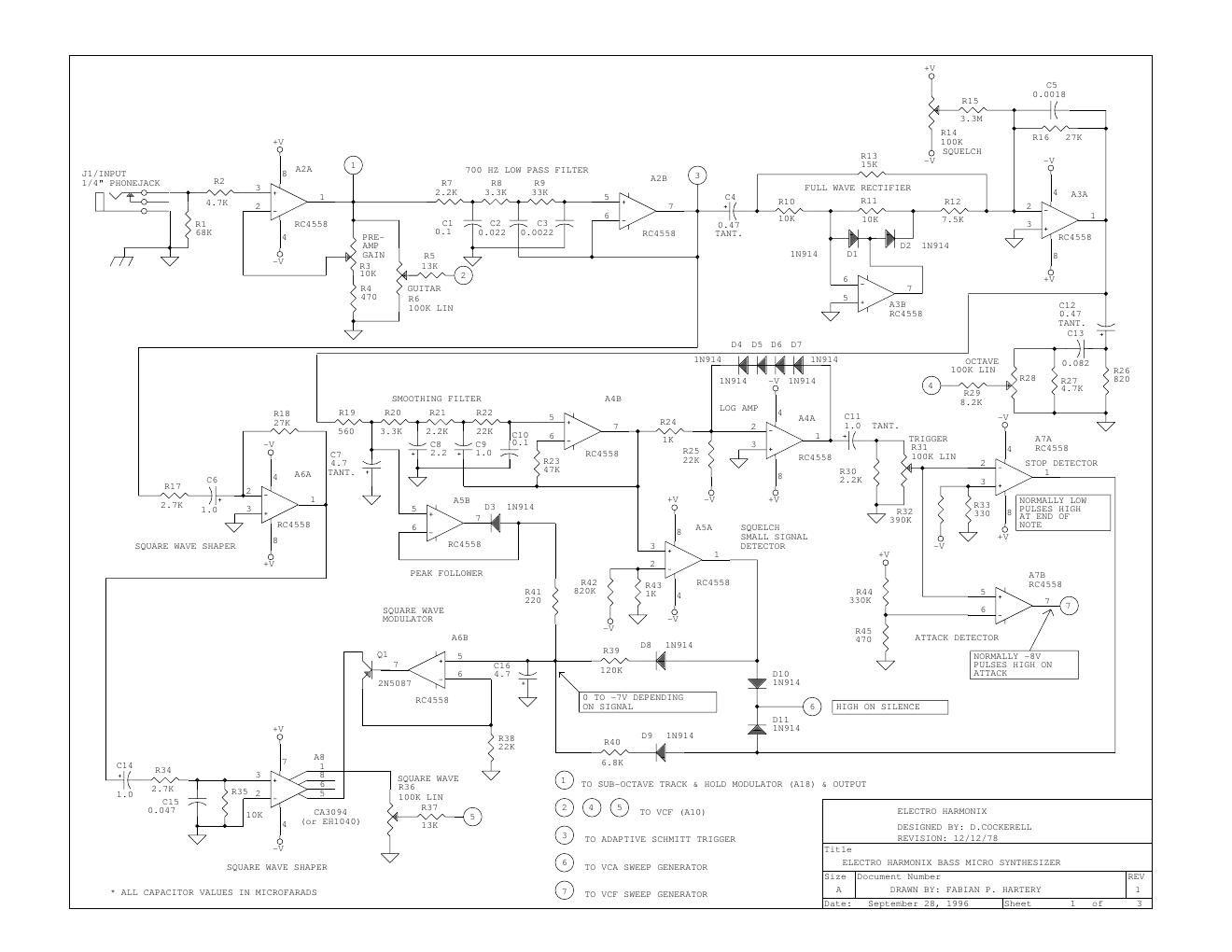 electro harmonix bass micro synthesizer schematics