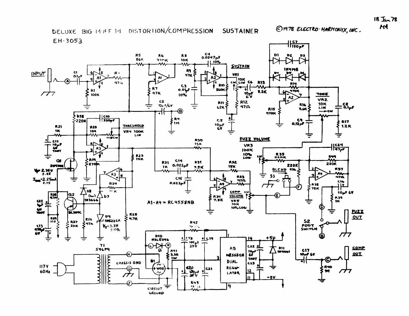 electro harmonix deluxe big muff pi schematic