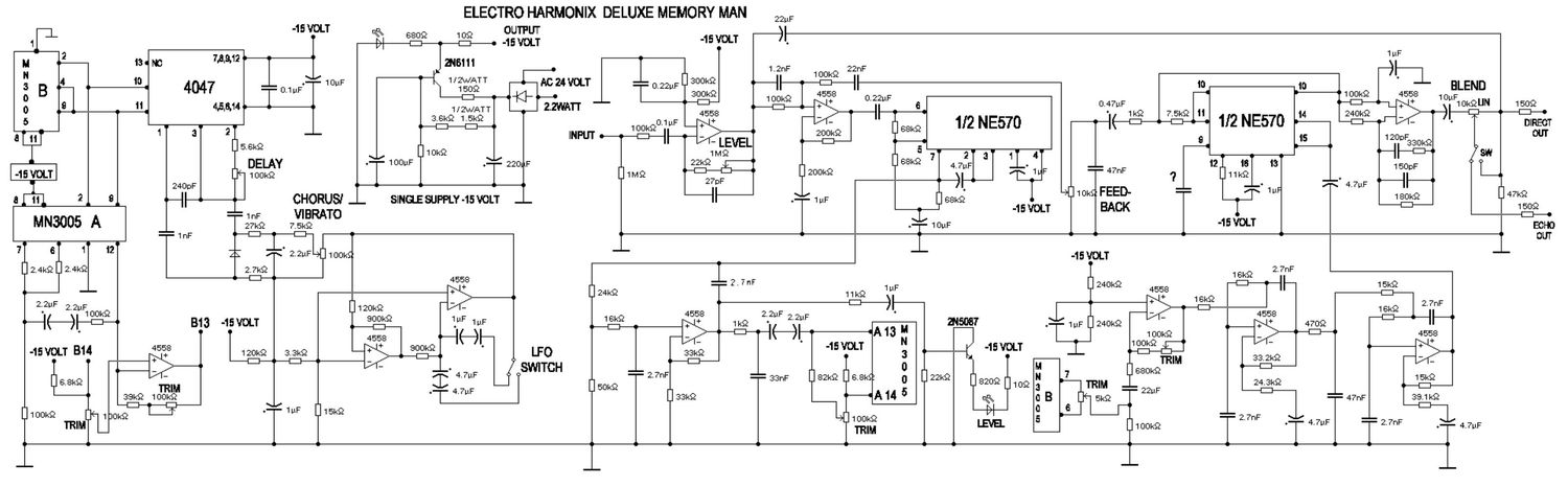 electro harmonix deluxe memory man delay schematic