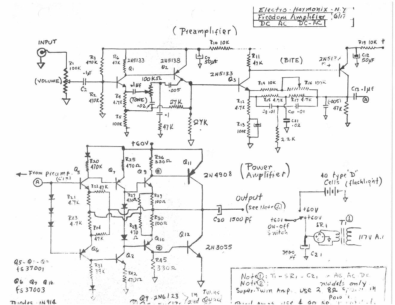 electro harmonix freedom amplifier schematics