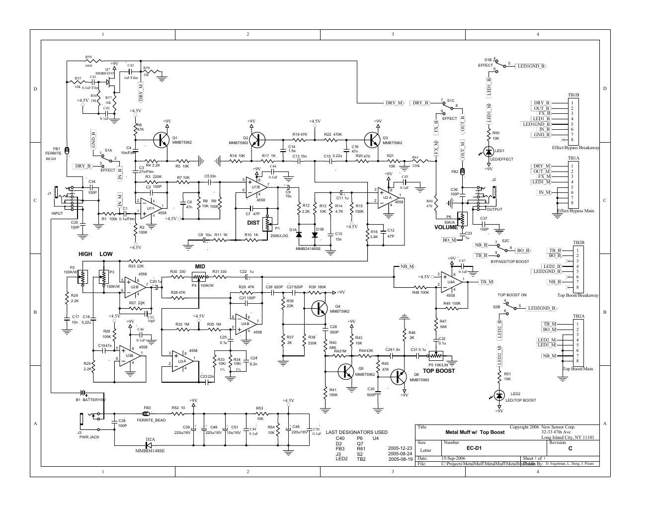 electro harmonix metal muff schematic