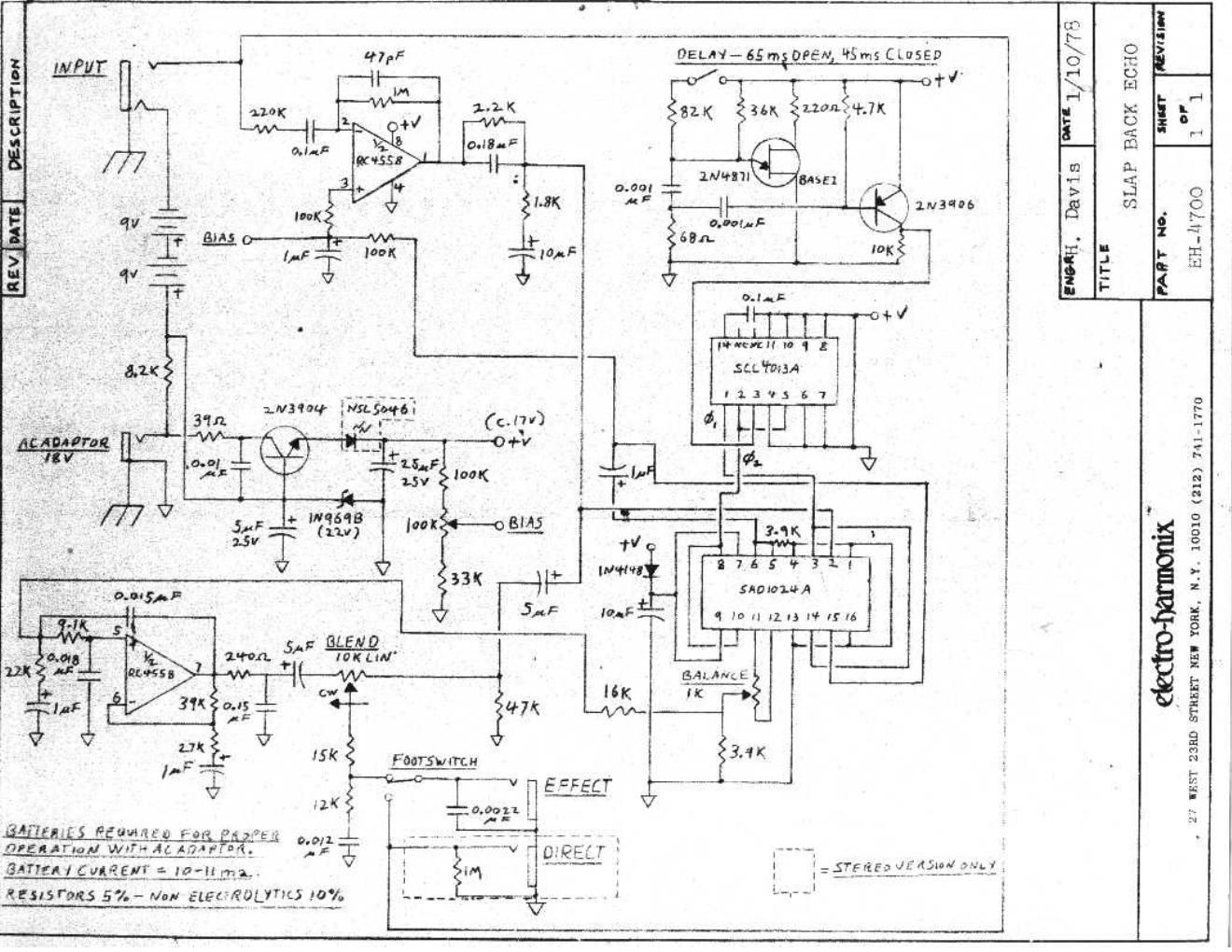 electro harmonix slap back echo schematic