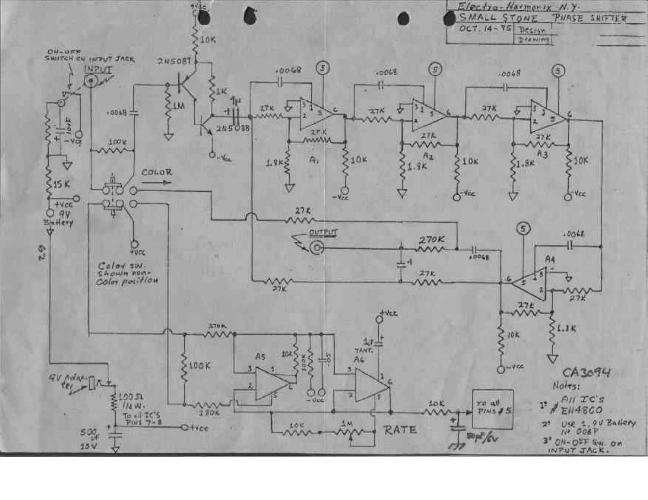 electro harmonix small stone phaser 10 75 schematic