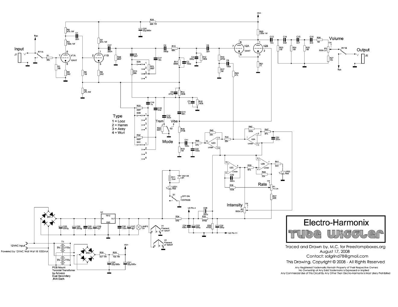 electro harmonix tube wiggler schematic