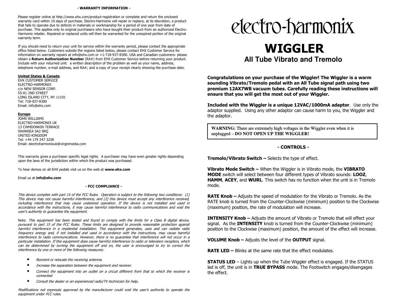 electro harmonix wiggler manual