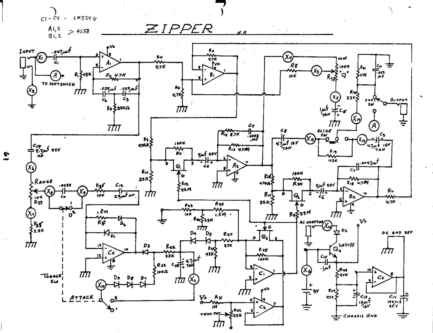 electro harmonix zipper envelope filter schematic