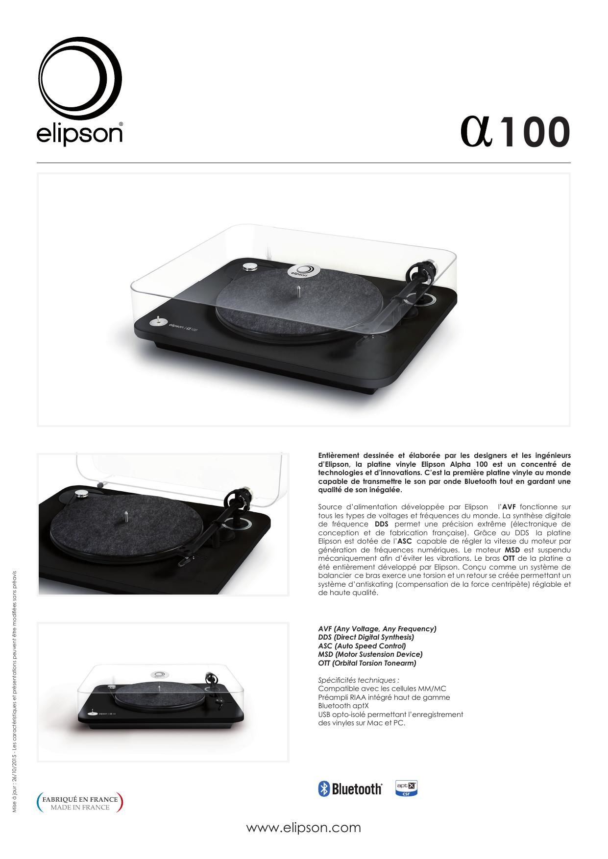 Elipson Alpha 100 Brochure