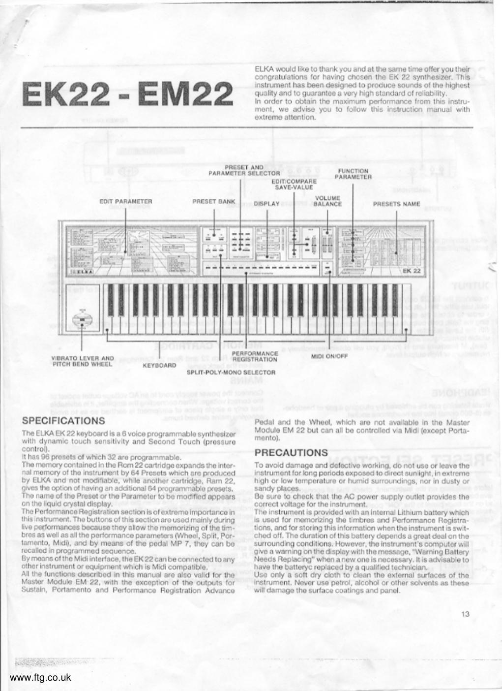 elka ek 22 users manual