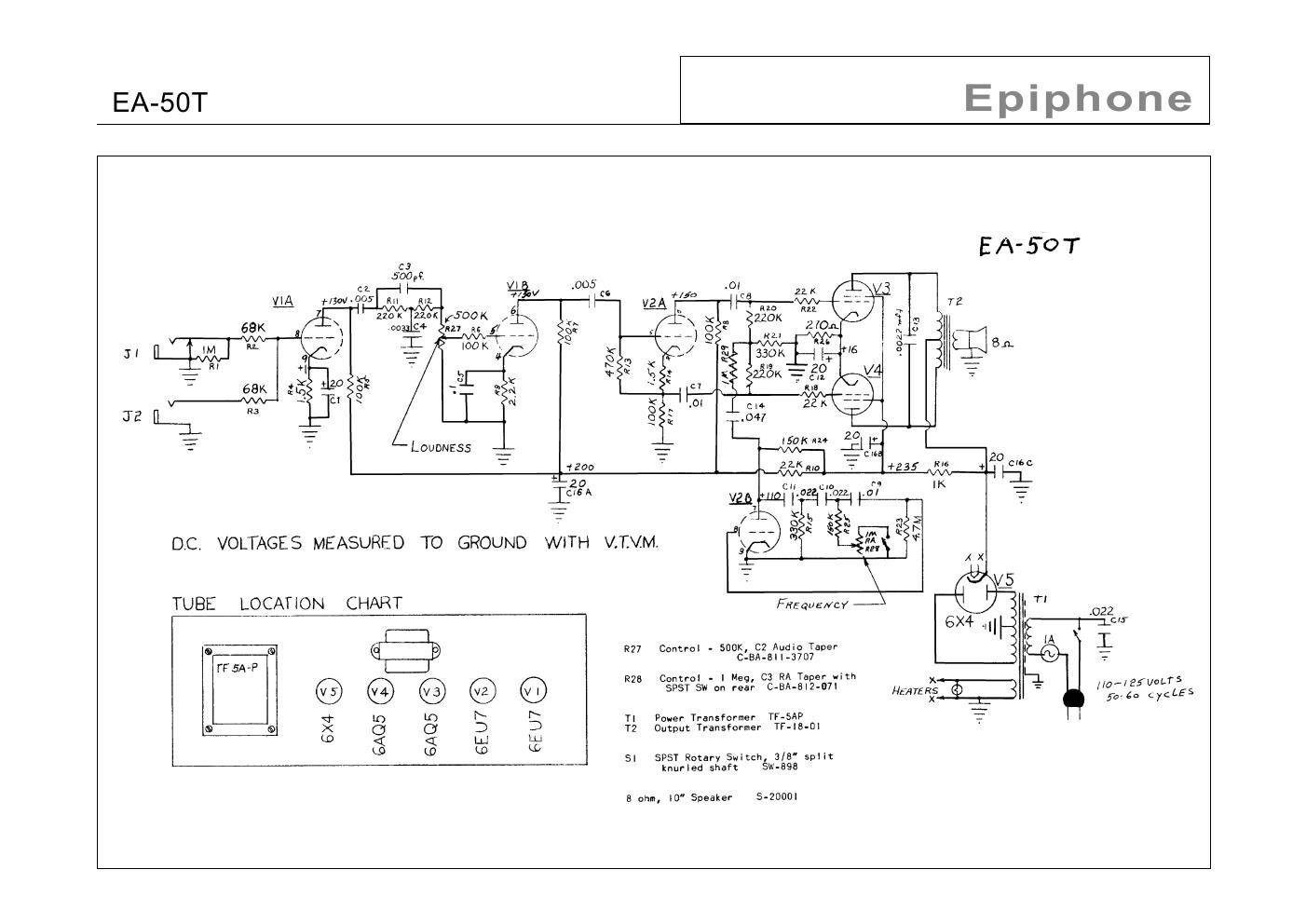 epiphone ea 50t pacemaker tremelo schematic