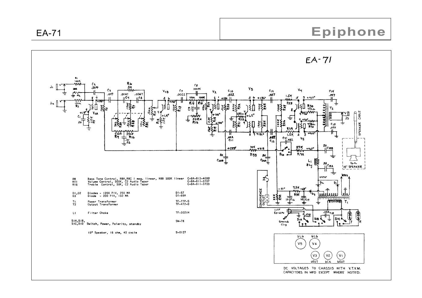 epiphone ea 71 constellation v bass amp schematic