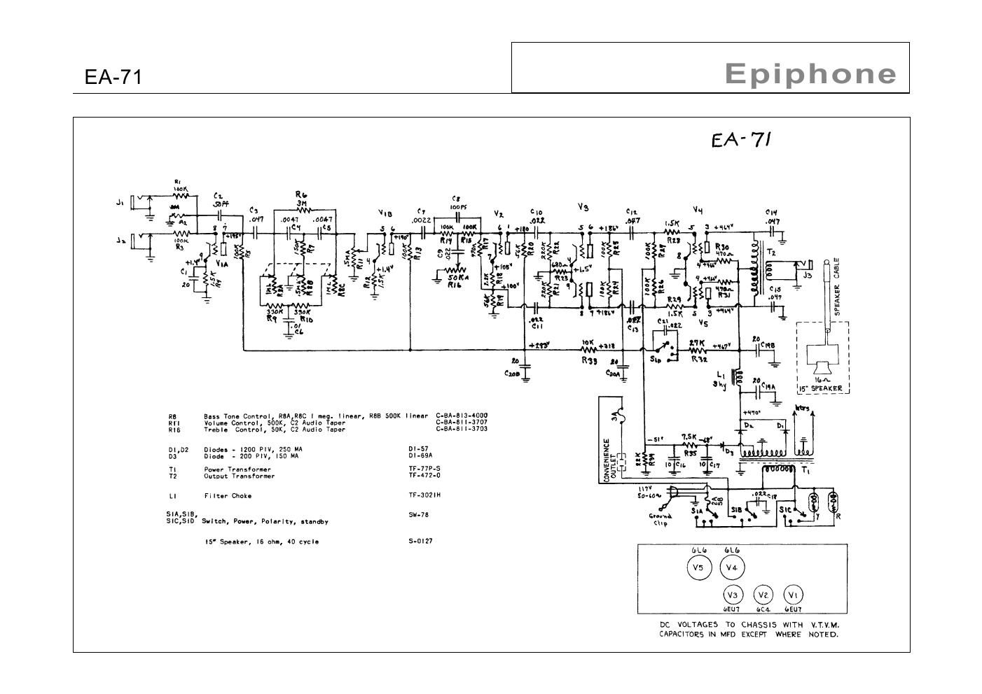 epiphone ea 71 constellation v bass amp schematic