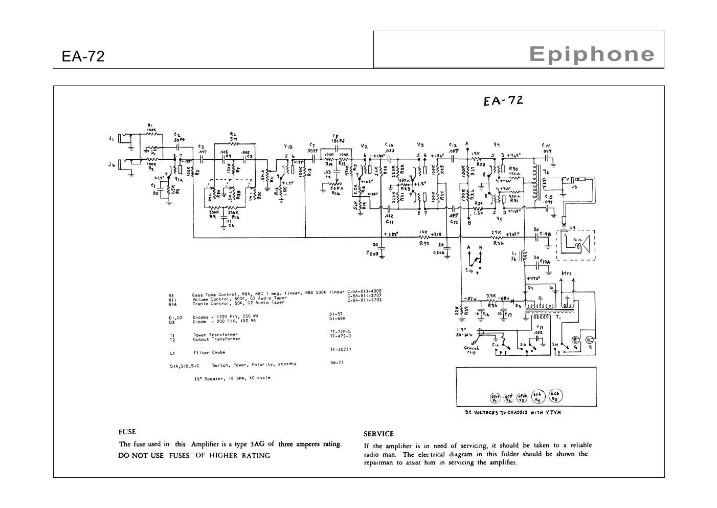 epiphone ea 72 constellation bass schematic
