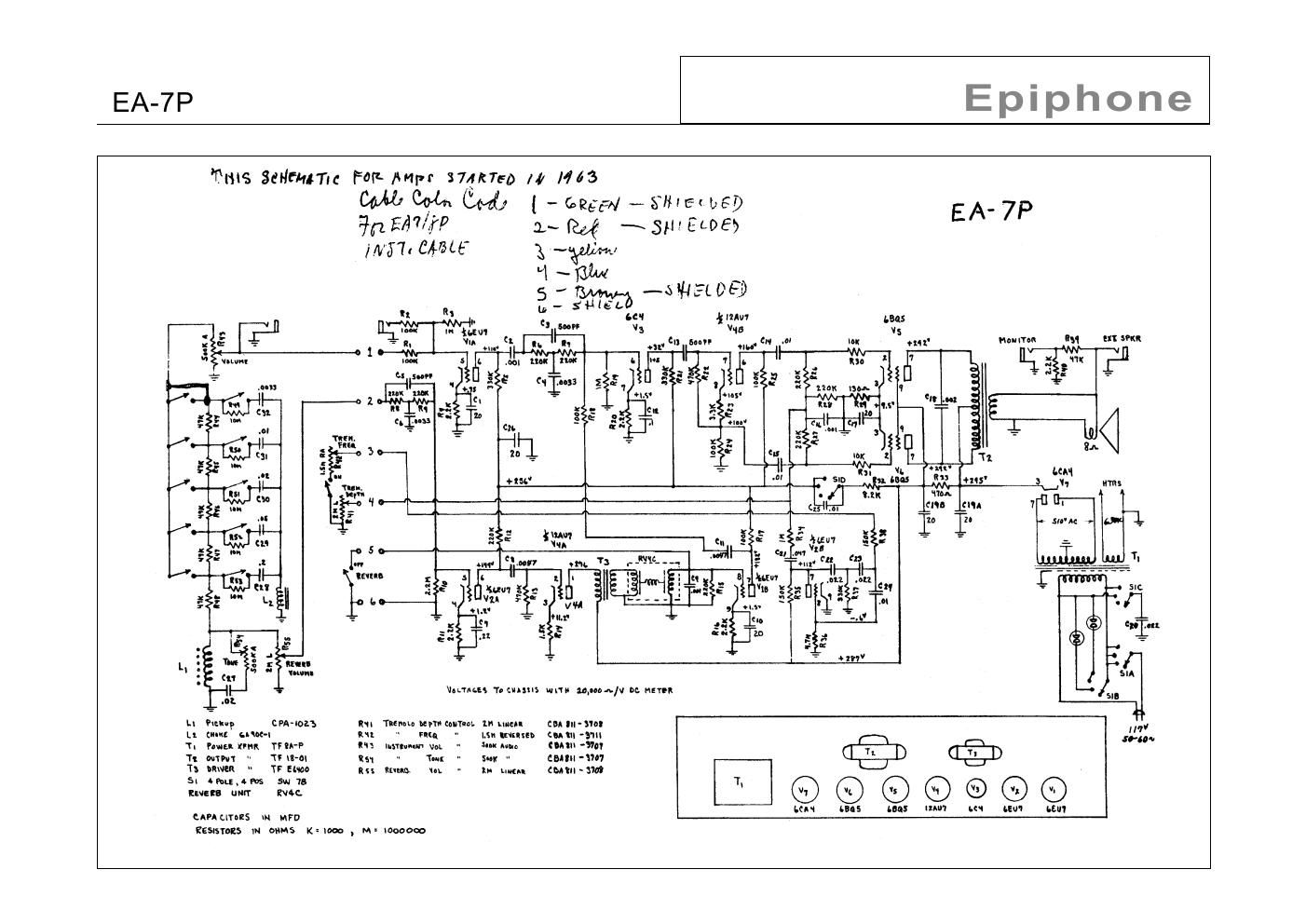 epiphone ea 7p the professional schematic