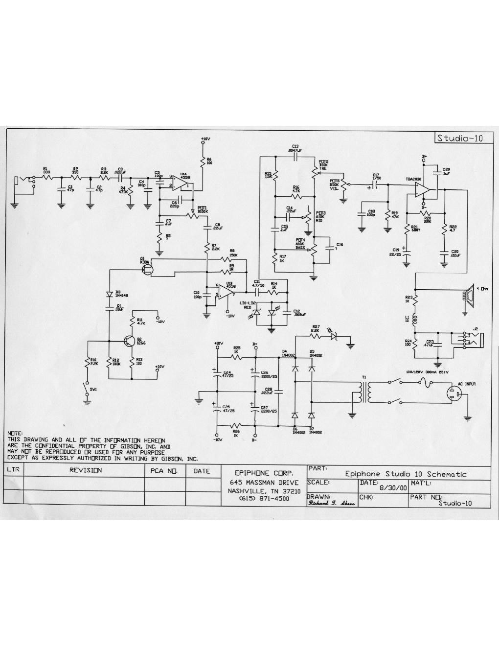 epiphone studio 10 schematic