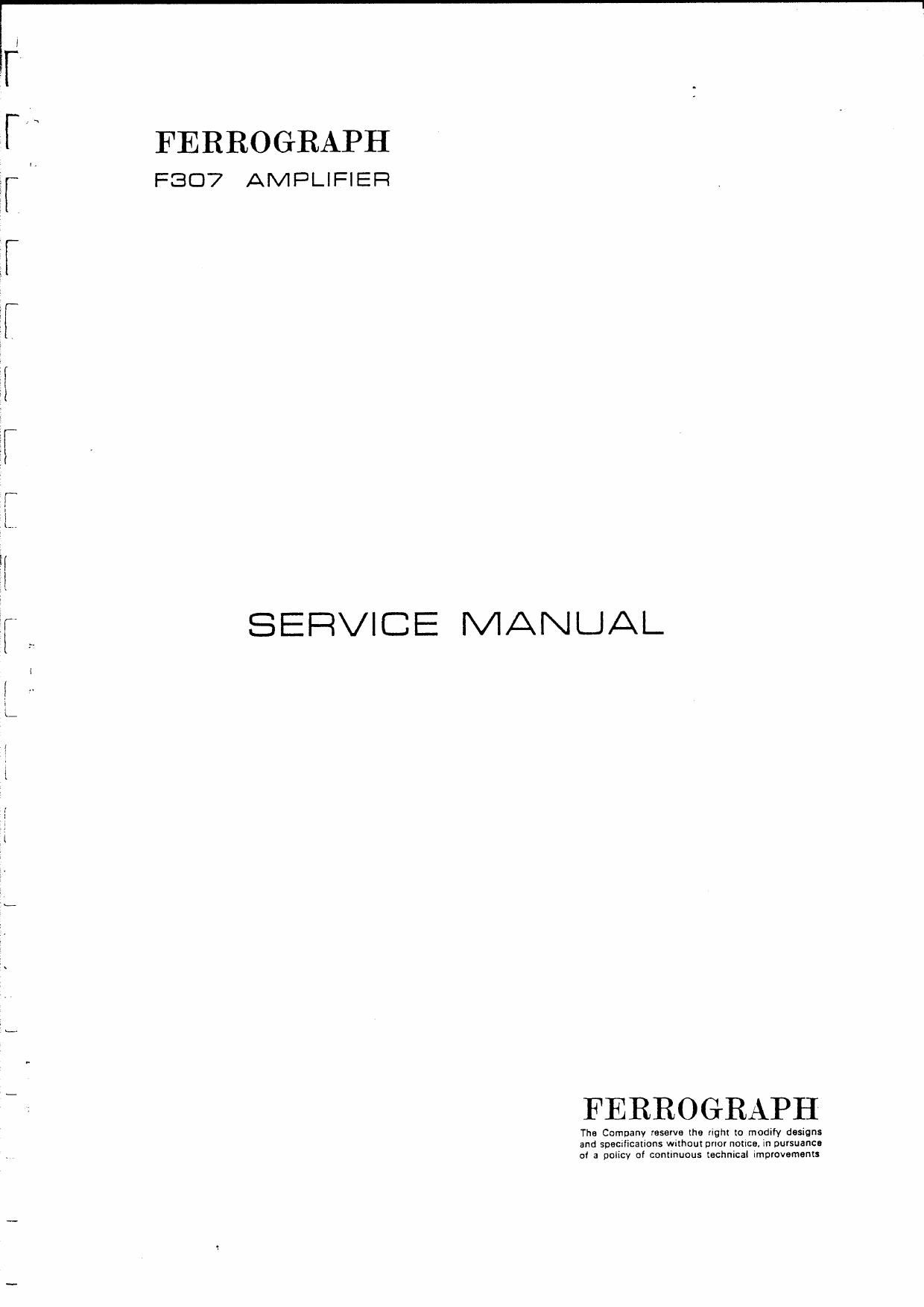 Ferrograph F 307 Service Manual