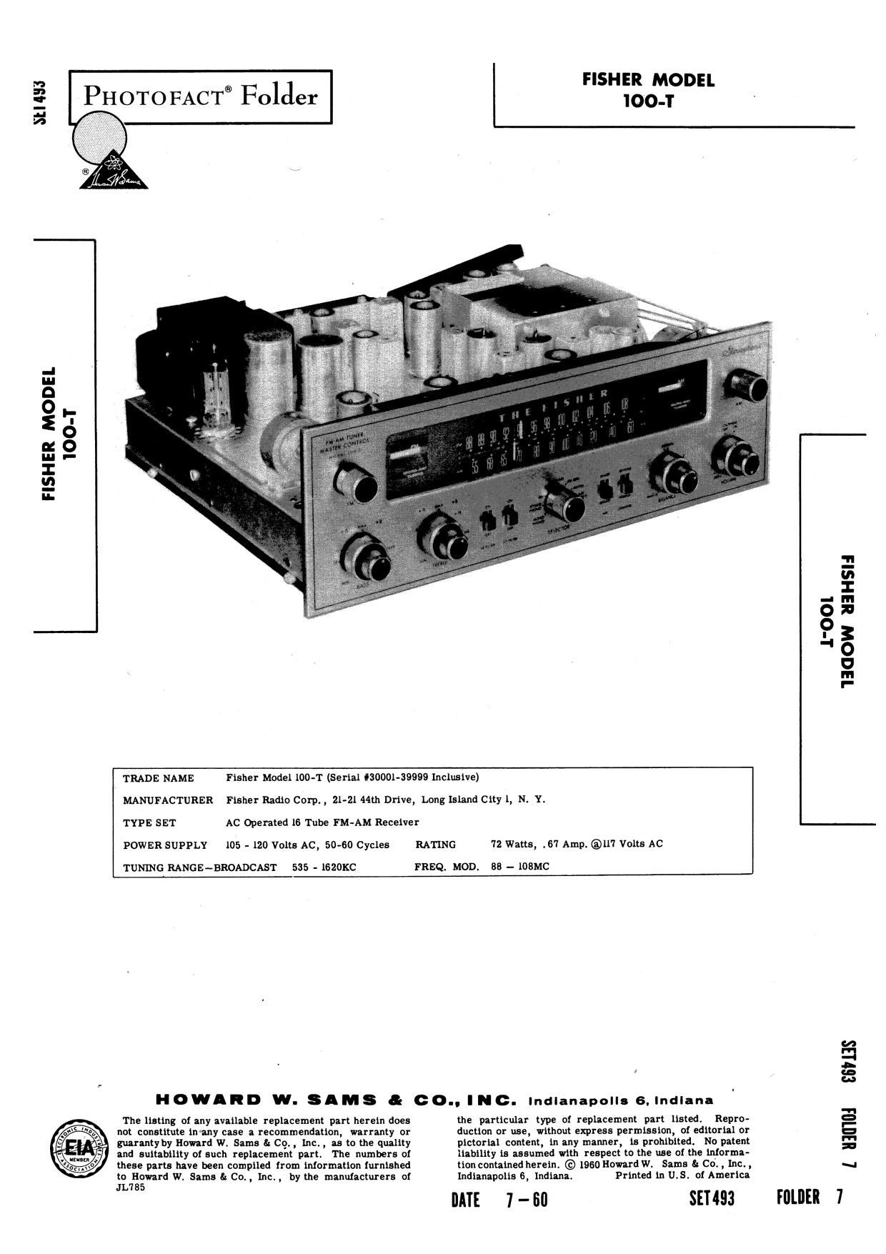 Fisher 100 T Service Manual