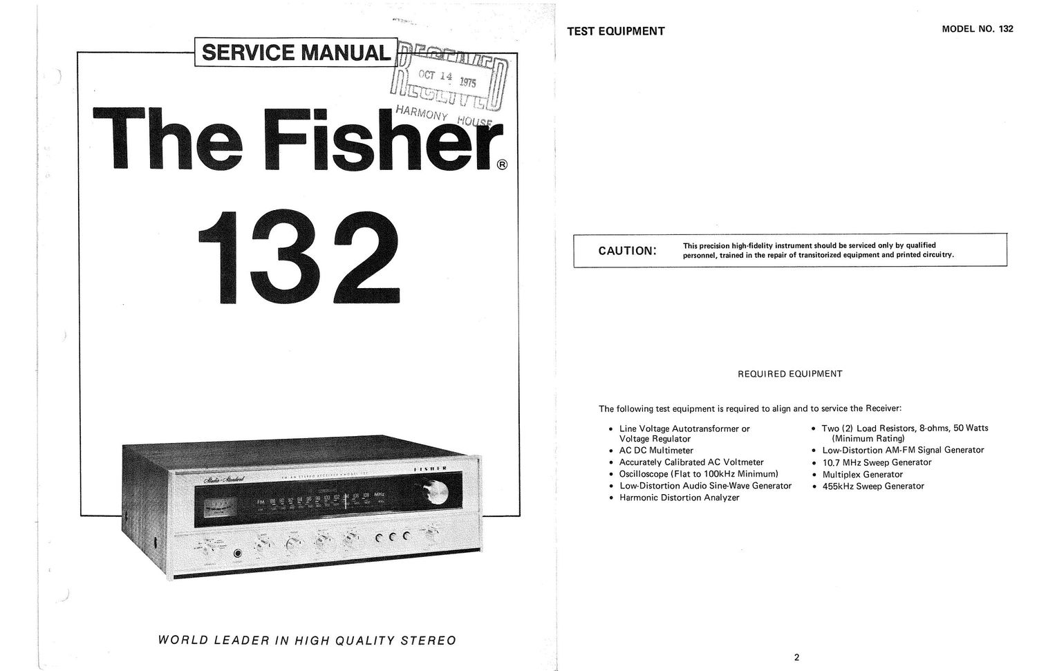 Fisher 132 Service Manual