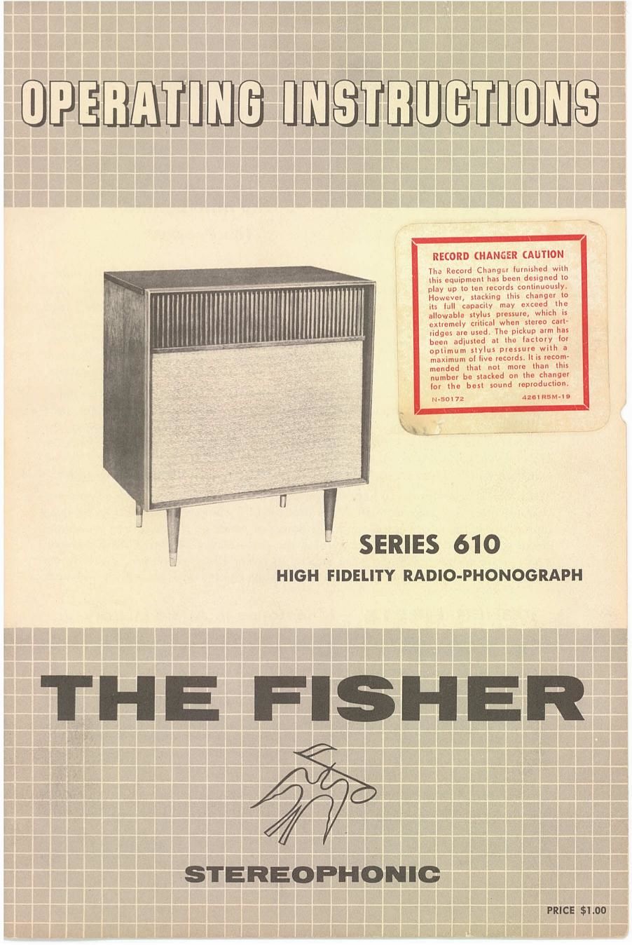 Fisher 1959 Series 610 Owners Manual