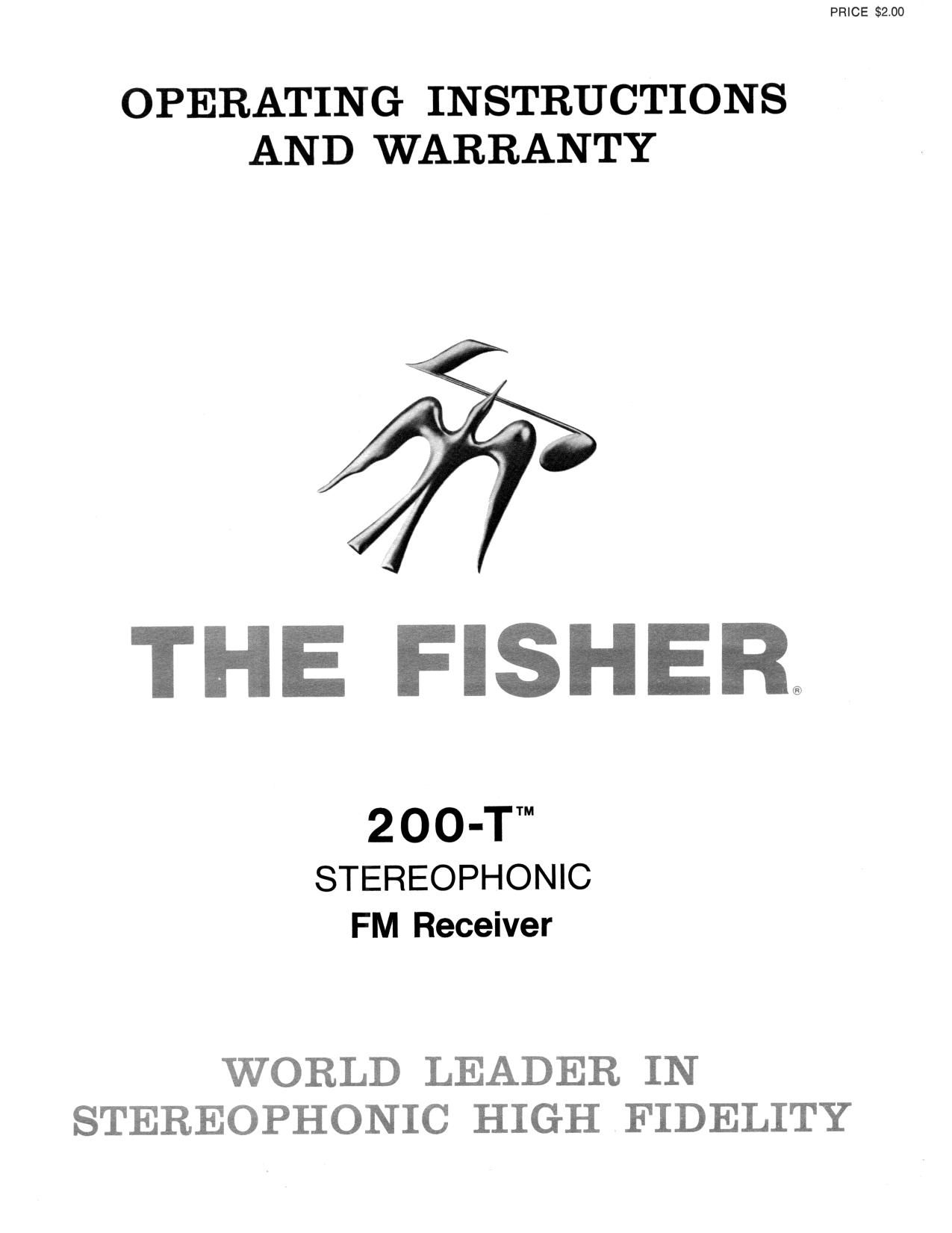 Fisher 200 T Owners Manual