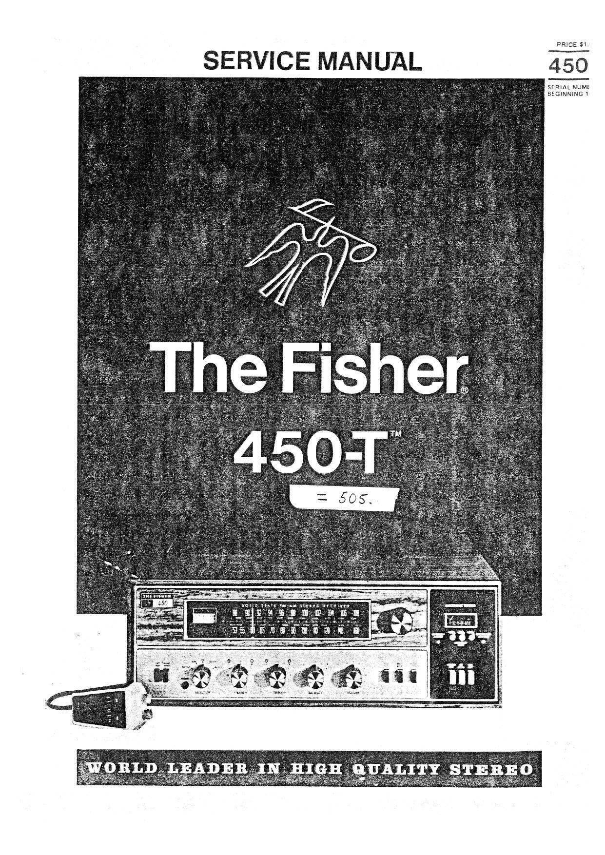 FISHER 450T STEREO AM FM RECEIVER OWNERS MANUAL ON A CD 