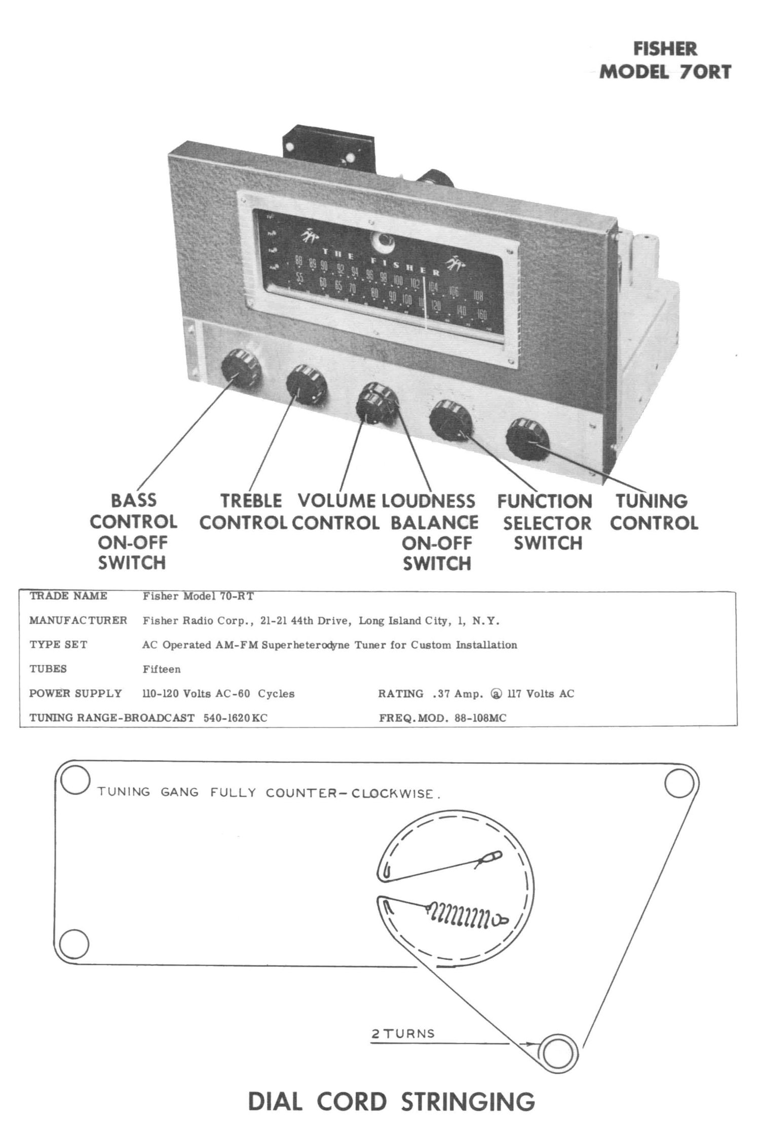 Fisher 70 RT Service Manual